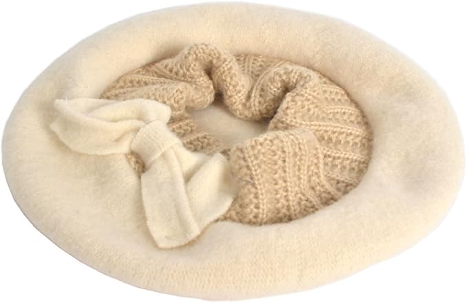 VECRY Lady French Beret 100% Wool Beret Floral Dress Beanie Winter Hat