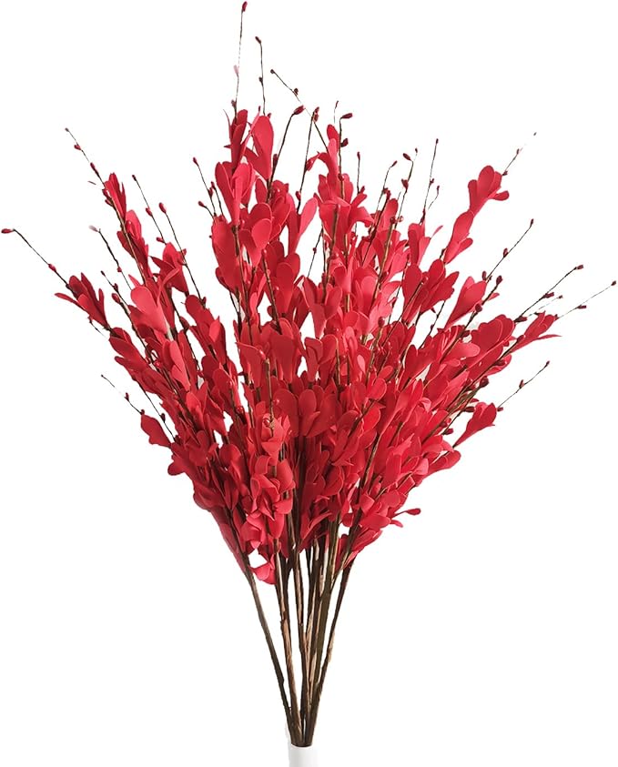 UiiziC Artificial Flowers Jasmine 8 PCS 31"/80cm Faux Plants Bulk Fake Flower Bouquet for Vase Fillers WFloral Arrangement Wreath Wedding Party Bouquets Garden Centerpieces Decor (Red)