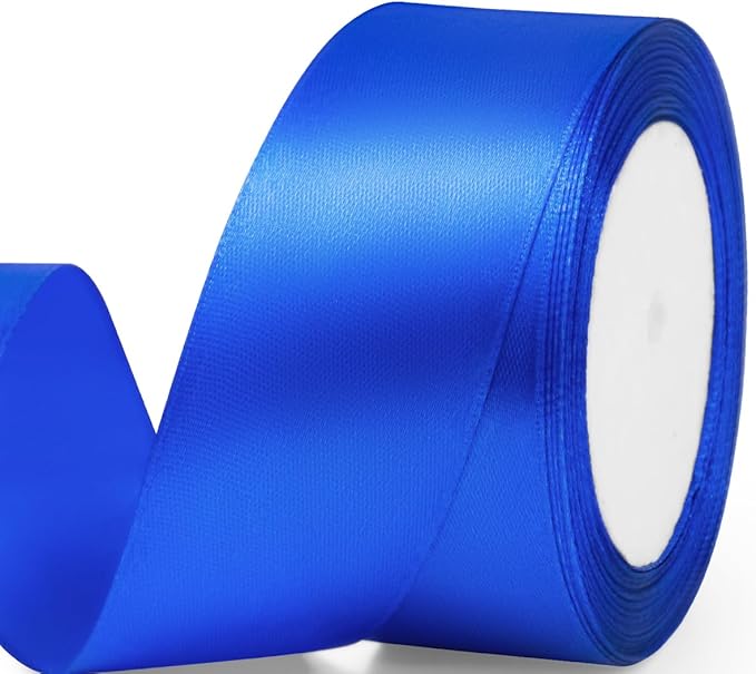 1-1/2" x 25 Yards Satin Ribbon, Royal Blue Silk Ribbon Ideal for Gift Wrapping, Floral Bouquets, Crafts, Wedding Party Decorations, Christmas and Sewing Projects