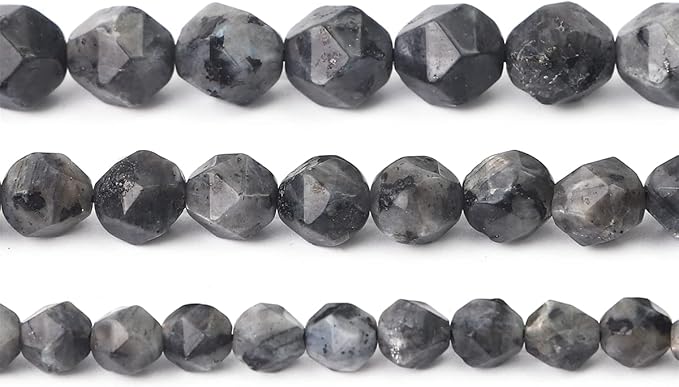 Faceted Natural Black Spectrolite Stone Round Beads 10mm 36cm/Strand for Jewelry Making