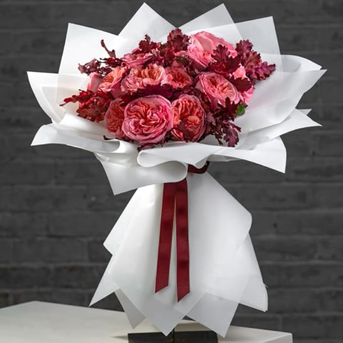 WRAPAHOLIC 20 Sheets Flower Wrapping Paper - 22.4 x 22.4 inch Pure White Water-Resistant Floral Bouquet Wrapping Paper, Florist Supplies Packaging for Wedding Birthday Gift DIY