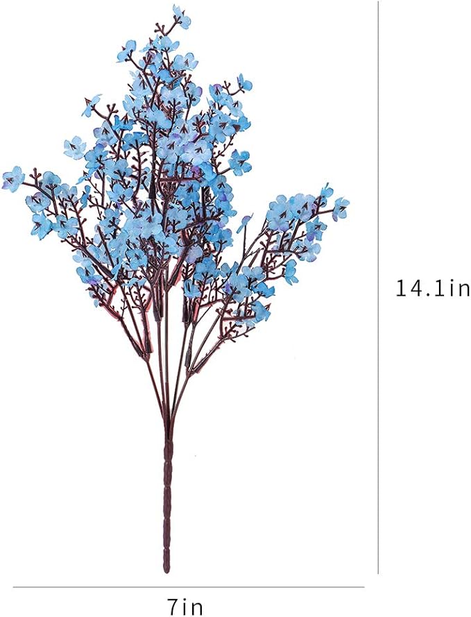 6PCS Artificial Baby Breath Flowers Fake Silk Real Touch DIY Floral Bouquets Decor Wedding Party Decoration Arrangements(Blue)