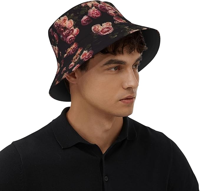 Rose Bucket Hat Womens Fisherman Hat Flower Sun Hats Cute Caps Rose Flower Hats for Women Outdoor