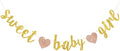 BEISHIDA Gold Glitter Girl Baby Banner,NO DIY, Pre-Strung Baby Gender Party Banner For Girls, Girl Shower Decorations,First Birthday Sweet party supplies