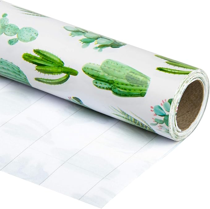 WRAPAHOLIC Jumbo Cactus Wrapping Paper Roll - 30 Inch x 33 Feet - Greeny Wrapping Paper for Kids Girls Women Birthday, Wedding, Baby Shower, Bridal Shower