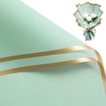 WRAPAHOLIC 20 Sheets Flower Wrapping Paper - 22.4 x 22.4 inch Gold Trim Light Green Water-Resistant Floral Bouquet Wrapping Paper, Florist Supplies Packaging Paper for Wedding Birthday Gift DIY