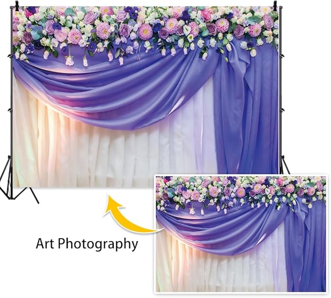 Leowefowa Flower Wedding Backdrop Wedding Pink Roses Floral Curtain Photography Background for Weeding Birthday Baby Shower Party Decorations Backdrop Photobooth 10x6.5ft Vinyl