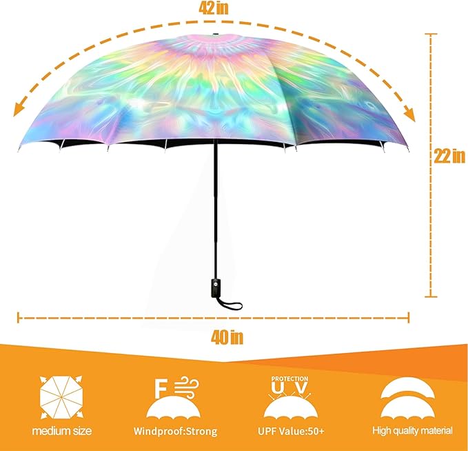 Small Compact Travel Automatic Folding Umbrella for Women, Portable Lightweight, Rain, Wind, UV Sun Shade