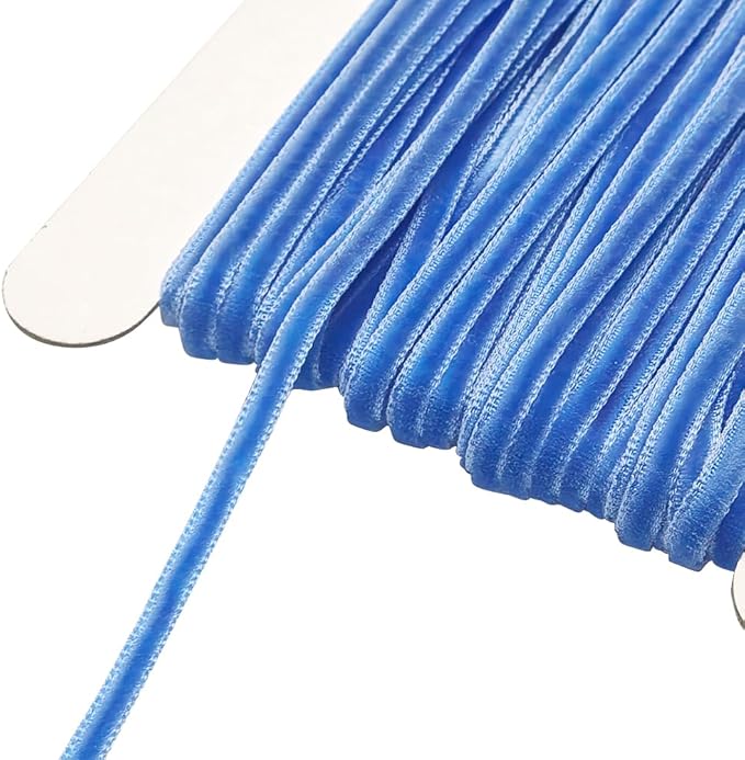Chenkou Craft Blue 25 Yards 1/8" 3mm Velvet Ribbon Lots Bulk (Blue, 1/8"(3mm))