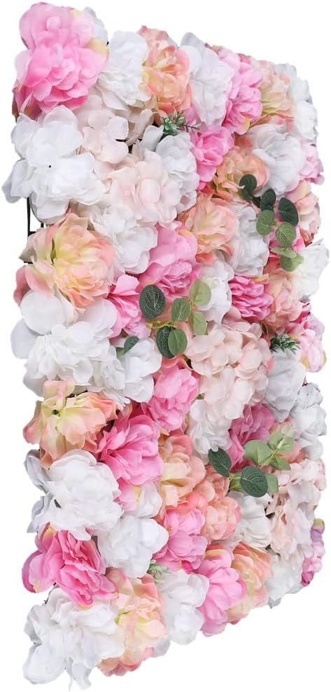 12 Pcs Artificial Flower Wall Panels 60x40cm Silk Hydrangea Wall Panel Flowers, Rose Wall Panel Artificial Flowers Wall Decor 3D Flower Wall Panel Silk Flowers