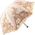 Katutude Vintage Lace Umbrella Floral Lace Parasol Wedding Bridal Umbrella Compact Lightweight Windproof Folding Umbrella UV Protection Sun Umbrella Portable Umbrella with Storage Bag