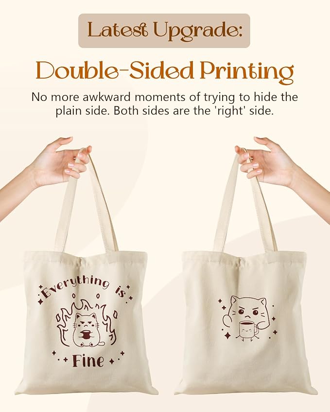Aesthetic Tote Bag for Women- with Magnetic Buckle and Zipper Inner Pocket Cloth Cotton Canvas Tote Bags