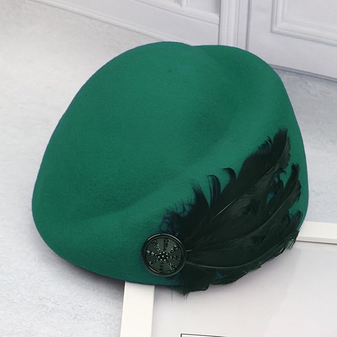 ORIDOOR Women Vintage 100% Wool Felt Flowers Bucket Cloche Bowler Hat Church Wedding Beret Hat