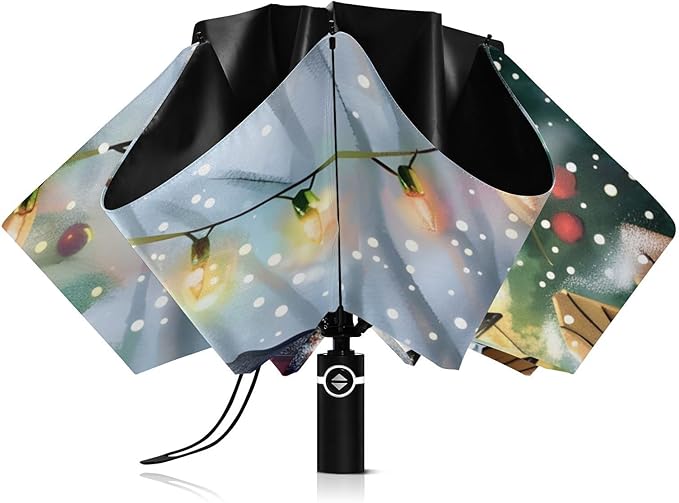 panksolu Folding Umbrella Christmas Cute Snowman Compact Travel Umbrella Automatic Portable Lightweight Windproof Umbrellas for Sun Rain UV Protection Large Portable Umbrellas