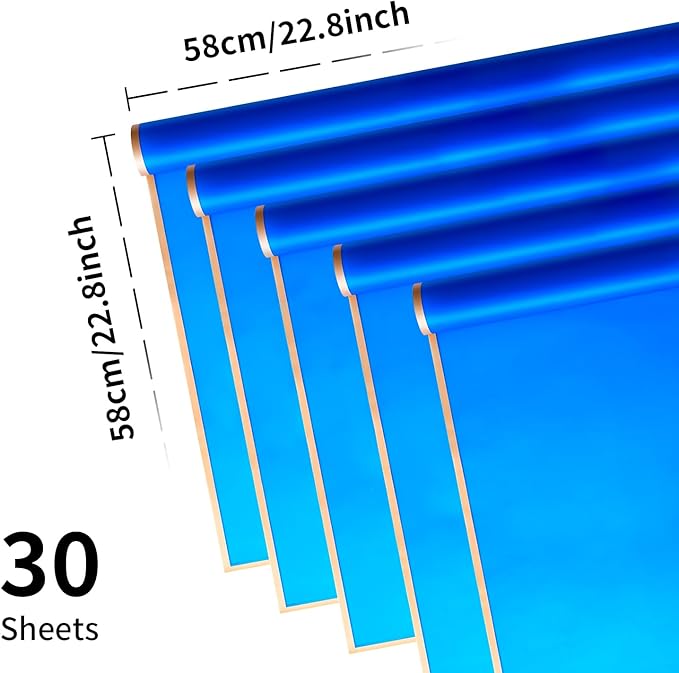 30 Sheets Sapphire Blue Gold Edge Flower Bouquet Wrapping Paper，Florist Supplies Waterproof Floral Bouquet Wrapping Paper Bouquet Accessorie，Flower Shop Packaging Pape for DIY Gift Wedding Birthday