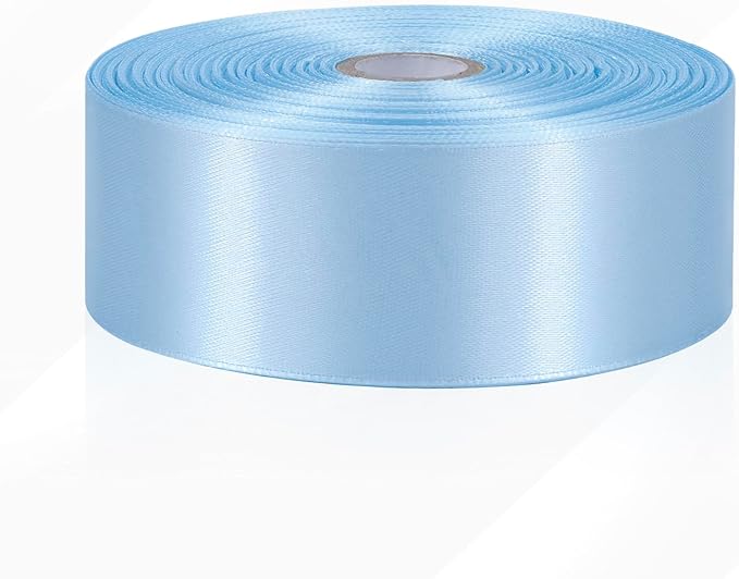 60 Yards Light Blue Satin Ribbon 1-1/2 Inch, Solid Baby Blue Polyester Fabric Ribbon for Gift Wrapping, Crafts, Flower Bouquet, Wedding, Baby Shower, Christmas, Easter