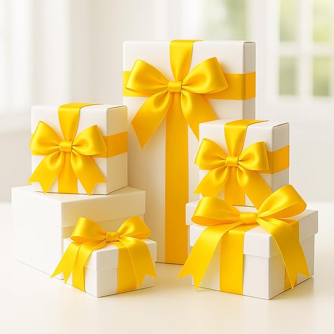 KINGLAKE Maize Yellow Satin Ribbon – 1 1/2'' x 100 Yards Polyester Golden Yellow Ribbon for Gift Wrapping, Wedding & Baby Shower Decoration, DIY Crafts, Sunflowers Floral Bouquets, Wreath Bows