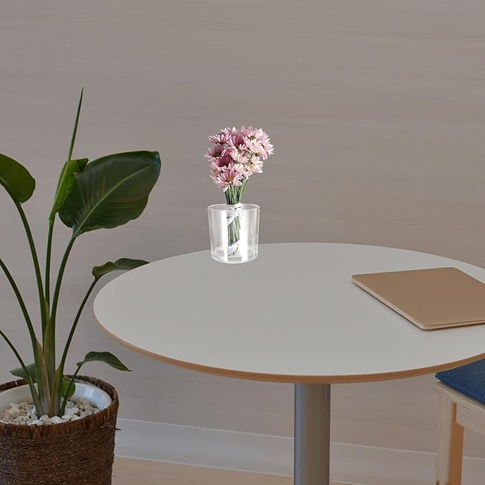 Cylinder Glass Vase for Flower Arranging and Hydroponic Plants Transparent Smooth Surface Floral Holder for Home Decor Stable Glass Candle Holder Alternative for Wedding