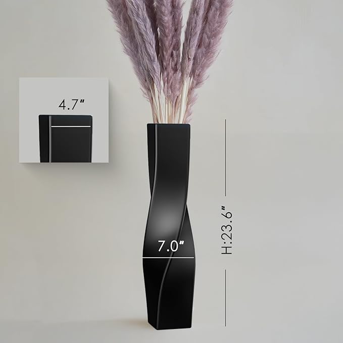 Tall Vase On Floor, 23.62" Twisted Geometric Flower Vase for Home, Living Room, Flower Centerpieces, Shelf, Table, Decor, Creative Unique Decorative Vases