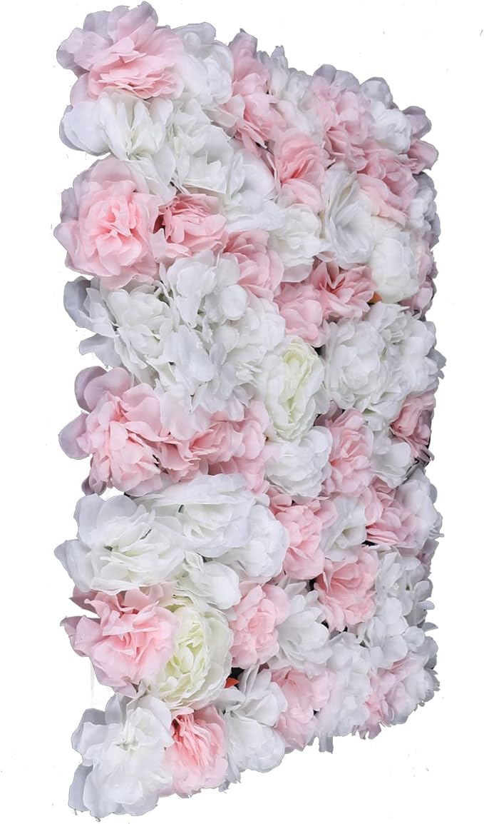 12 Pcs Artificial Flower Wall Panels 60x40cm 3D Flower Background for Wall, Wedding Flower Decorations Wall Silk Rose Panels for Candy Wall, Photo Areas, Stage Background Wall, 24 x16inch