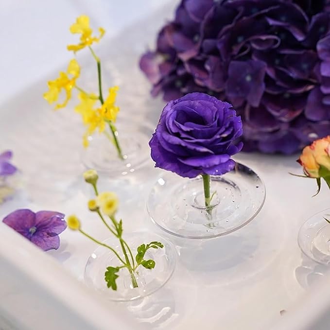 2025 Creative Floating Flower Floral Arrangement Holder,Modern Floating Vase Pedestal Stand,Innovative Floating Flower Display Stand Clear Acrylic Flower Bowl Stem Holder (10PCS, Small)