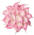 DuHouse 20Pcs Artificial Calla Lily Flower Real Touch Latex Flowers for DIY Wedding Bouquet Party Home Decor (White Pink)
