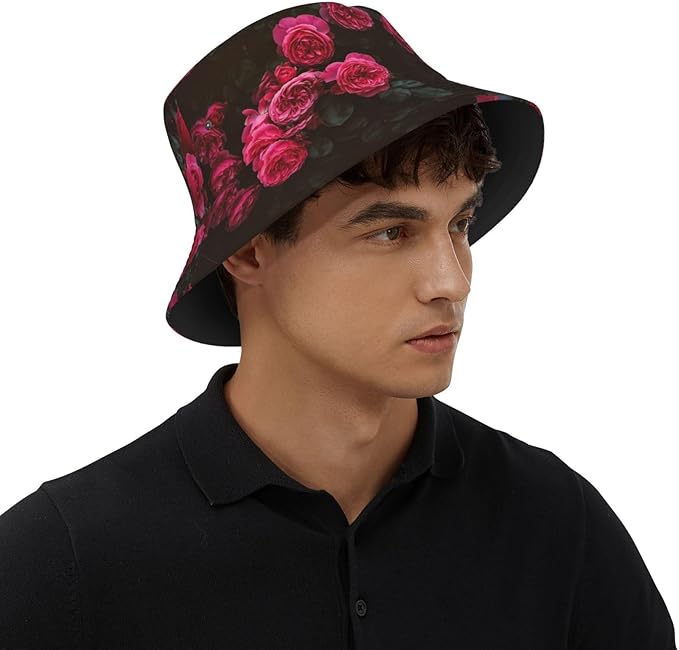 Rose Bucket Hat Womens Fisherman Hat Flower Sun Hats Cute Caps Rose Flower Hats for Women Outdoor
