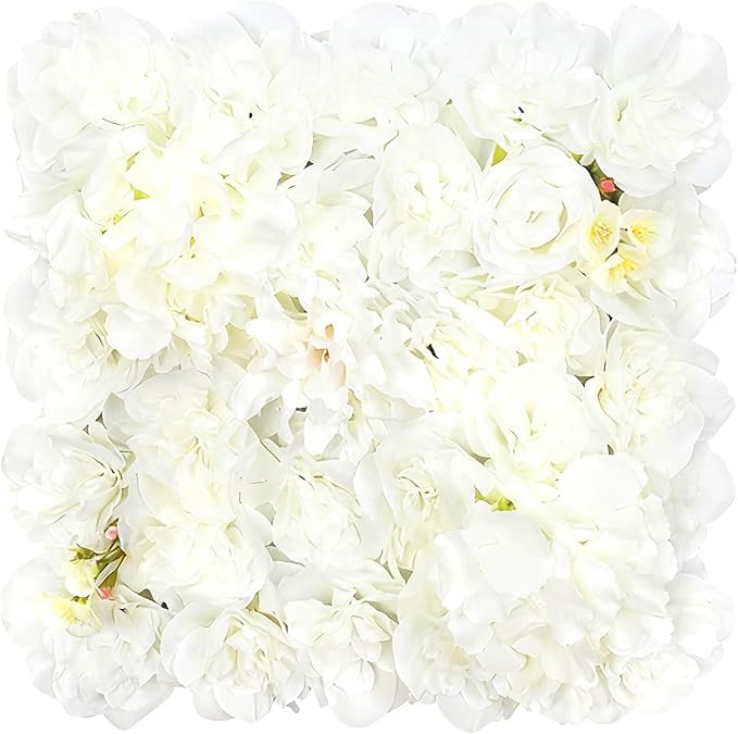 Flower Wall Backdrop, 12PCS 10.6"-15.7" Artificial Flower Wall Panel with Various Styles, 3D Floral Wall Decor for Wedding Photo Background Festive Party Home Decoration (L006, 15 * 15in)