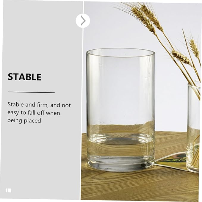 STOBAZA Transparent Glass Cylinder Flower Vase for Indoor Decoration Floral Arrangement Container Elegant Centerpieces for Home Wedding Table Display