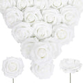 White Foam Roses 50PCS Artificial Flowers with Stems 2.95" White Artificial Roses Realistic Fake Roses Flowers for Baby Shower Centerpieces Wedding Bouquets Home Table Decor