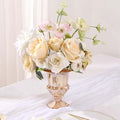 Efavormart 2 Pack Classic Roman Urn Style Amber Glass Flower Vases, Mini Pedestal Vase Table Centerpieces - 6"