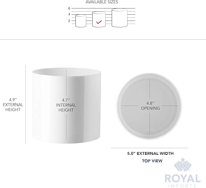 Royal Imports Flower Acrylic Vases Cylinders - Decorative Centerpiece Display for Home or Wedding - Non Breakable Plastic, 5" - White