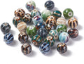 Beadthoven 100pcs Round Ceramic Beads 10mm Chunky Porcelain Beads for Jewelry Making Colorful Printed Vintage Handmade Chinese Ceramic Spacers Boho Jewelry Supplies for Bracelets Necklace Keychain DIY