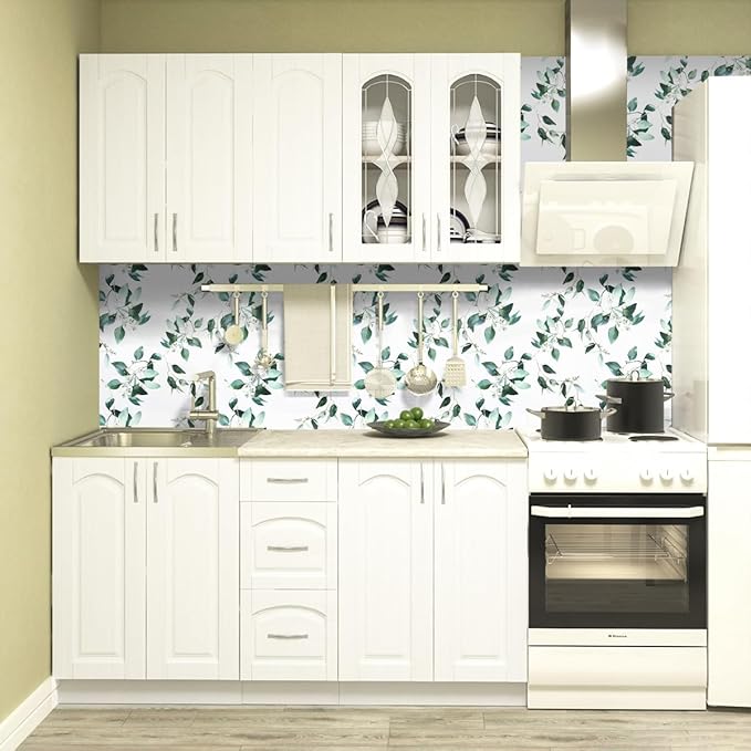 Erfoni Green Leaf Peel and Stick Wallpaper Floral Contact Paper for Bathroom 17.7inch x 236.2inch Eucalyptus Wallpaper Peel and Stick Vintage Flower Decorative Removable Wall Paper Vinyl