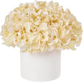 Hydrangea Fake Flowers in Vase, Artificial Flowers with Ceramic Vase Small Faux Potted Floral Arrangement for Bathroom Home Desk Kitchen Counter Vanity Shelf Coffee Table Centerpiece Decor (Champagne)
