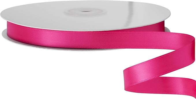 LIUYAXI Hot Pink Satin Ribbon, Double Faced 5/8" X Continuous 25 Yards Ribbons Perfect for Gift Wrapping Bows Bouquet Wedding Craft and More