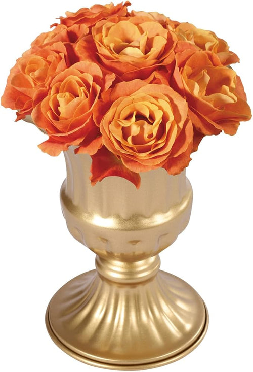 10PCS Gold Wedding Flower Vases, 6.3''h Trumpet Floral Display Holders, Table Centerpieces Decors, Metal Plant Urn Vases, Ready to Use for Garden Wedding Bedroom Living Room Office