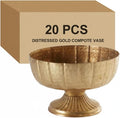 20 Pcs Distressed Gold Compote Vase for Centerpieces Compote Bowl 8'' Wide Vintage Decorative Antique Urn Planter Vase for Wedding Event Anniversary Party Indoor Outdoor Activity