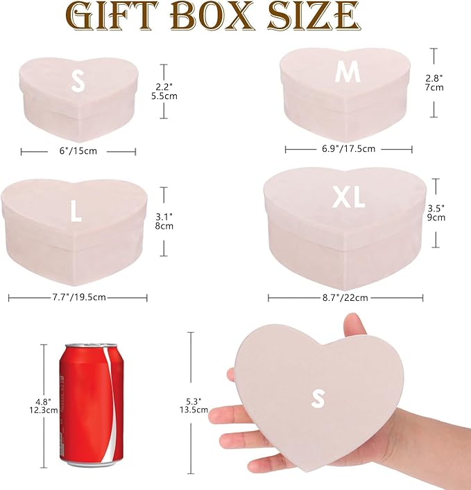 GnFlus Heart Shaped Gift Boxes with Lids for Presents Set of 4 Light Pink Velvet Nesting Gifts Box for Arrangements Flowers Wedding Birthday Valentines Bridesmaid Christmas Party Anniversary