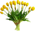 Artificial Tulips 20pcs Fake Yellow Tulips Real Touch, Faux Latex Tulips Flowers with Gift Box for Party Wedding Home Room Decoration