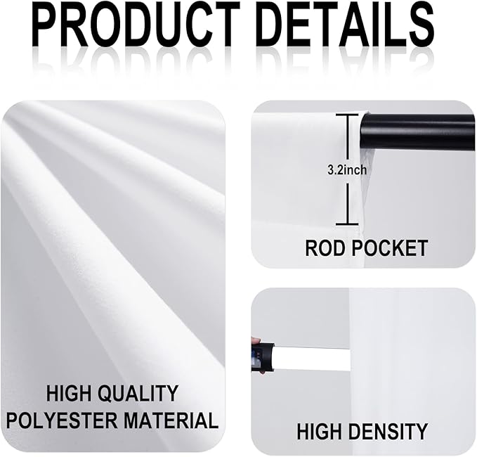 GFCC White Backdrop - 5FTX7FT White Photo Backdrop for Photoshoot Background for Photography Screen Video Recording Picture Background