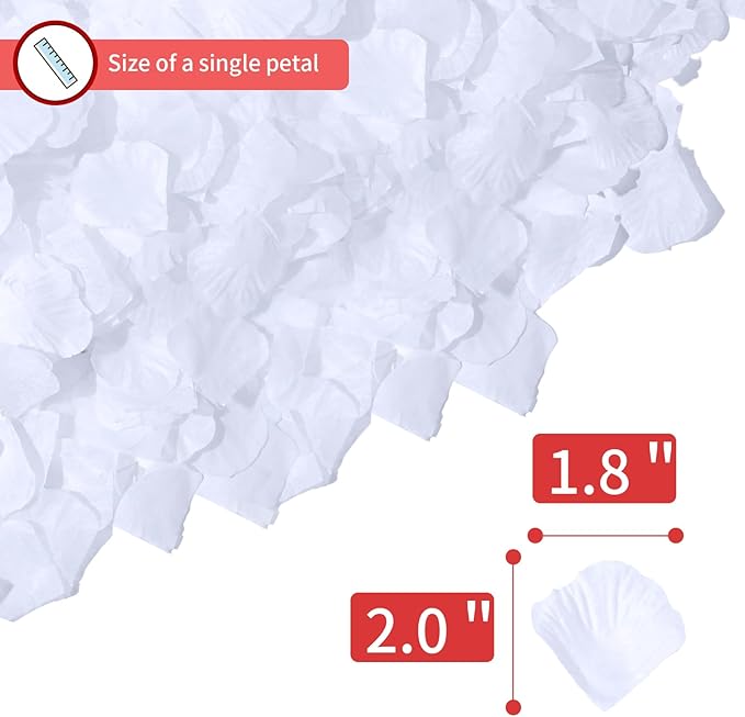 1000 Pcs Artificial Fake Rose Petals,Flower Petals for Romantic Night, Engagement, Party, Wedding, Event Flower Decorations, in Bulk(White)