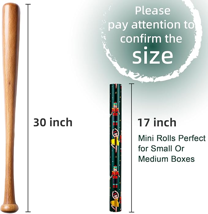 MAYPLUSS Christmas Wrapping Paper Roll - 17 Inch X 33 Feet - Vintage Metallic Foil Green and Gold Nutcracker Ballet Holiday Present Gift Wrap Paper for Christmas, Party, Winter Festive Celebrations