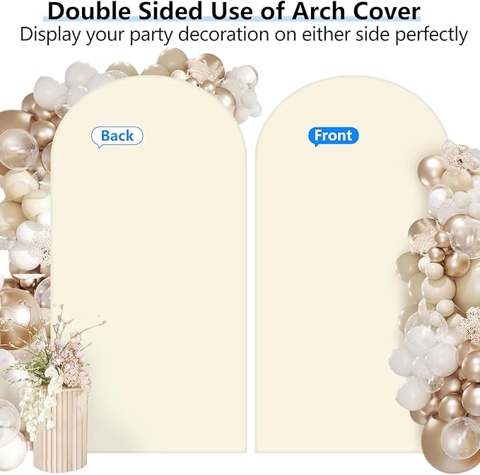 HEMMOTOP Beige Arch Backdrop Cover (No Arch Stand), 6 ft Spandex Arch Covers Stretchy Backdrop for Balloon Arches, Wedding, Birthday Party, Baby Shower, Banquet Arch Decoratio