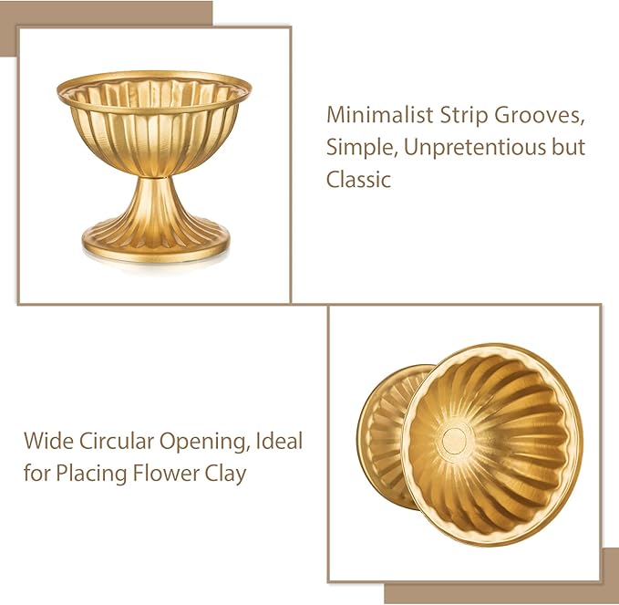 Sziqiqi Mini Gold Flower Arrangement Pots for Centerpiece Table Decorations Metal Vase Urn Planter Decor for Home Wedding Party Christmas (3.7IN-2PCS, Gold)