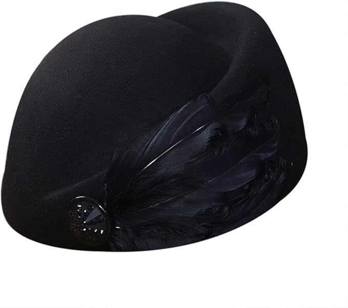 ORIDOOR Women Vintage 100% Wool Felt Flowers Bucket Cloche Bowler Hat Church Wedding Beret Hat