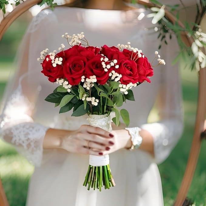 Artificial Roses 50PCS Large Velvet Silk Rose 4.14" Realistic Fake Flowers in Bulk for Flower Arrangement Wedding Centerpieces Home Party Decor (Red)