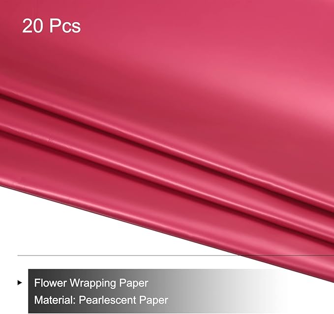 MECCANIXITY 20 Pcs Flower Wrapping Paper 22.8x22.8 Inch Waterproof Florists Wrapping Paper for Florist Bouquet Supplies, DIY Crafts, Gift/Gift Box Packaging Red