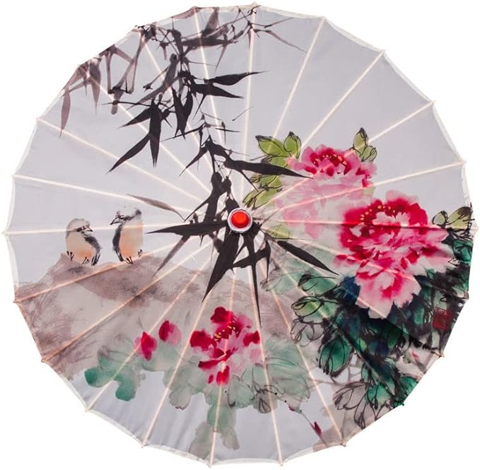 Parasol Chinese Style Classical Oil Paper Umbrella Rainproof Umbrella, Parasol Pendent Floral Mulitcolor Paper and Bamboo Painted Paper Parasol