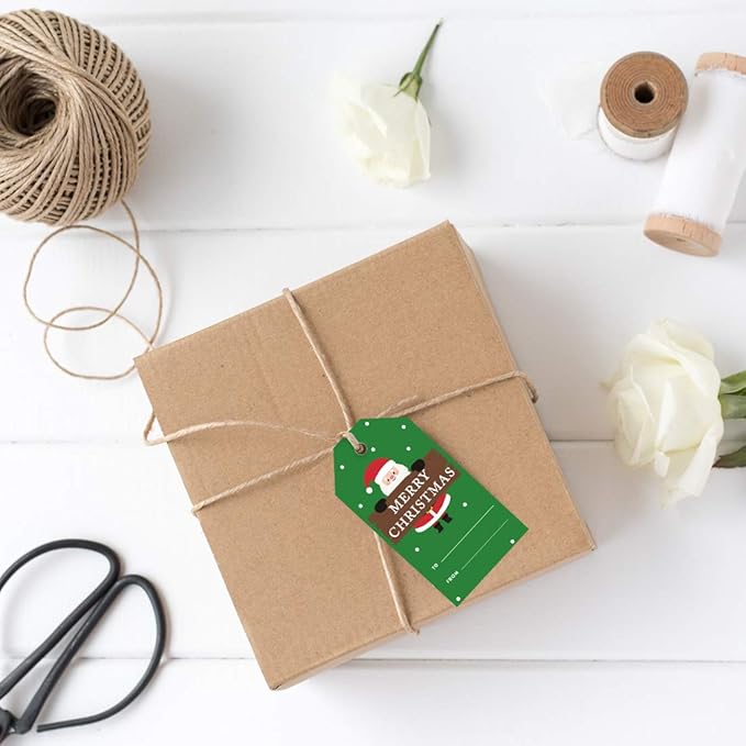 Andaz Press Christmas Holiday Season Classic Gift Tags, Merry Christmas to from Favor Tags, Santa Claus Holding Merry Christmas Sign Design, for Holiday Events, Parties, and Favors, 60-Pack